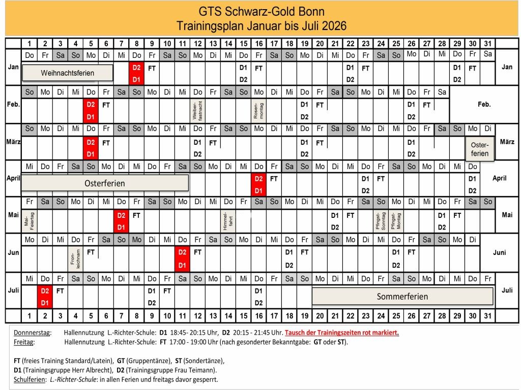 GTS Trainingsplan 1. Halbjahr 2026